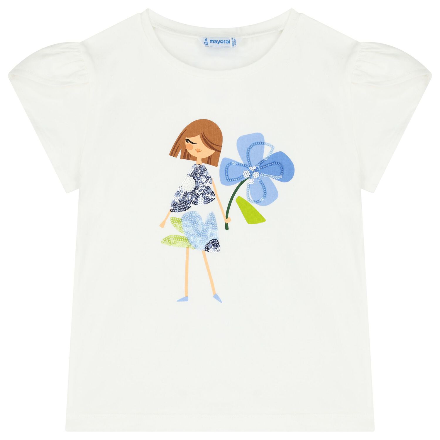 Girls Ivory & Blue Tulle Skirt Set, 1, hi-res