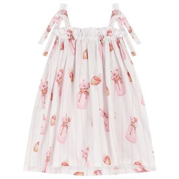 Girls White & Pink Milk Shake Beach Dress