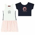 Girls Navy & Pink 2 Piece Dress Set, 1, hi-res