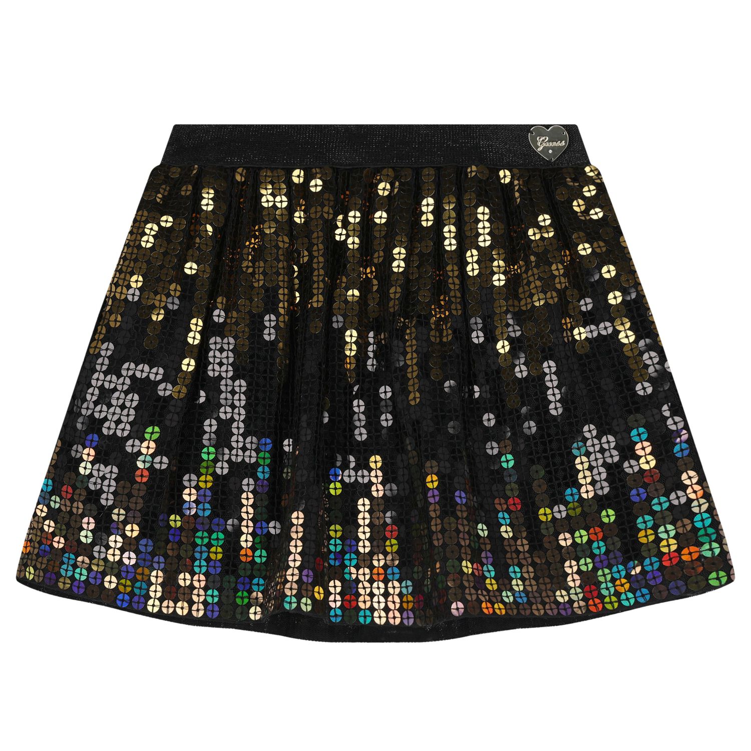 Girls Black Tulle & Gold Sequins Skirt, 1, hi-res