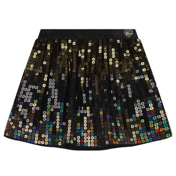 Girls Black Tulle & Gold Sequins Skirt