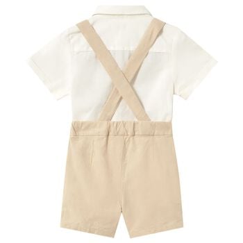 Younger Boys Beige & Ivory Shorts Set