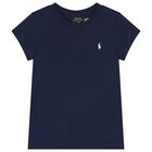Girls Navy Blue Logo T-Shirt, 1, hi-res