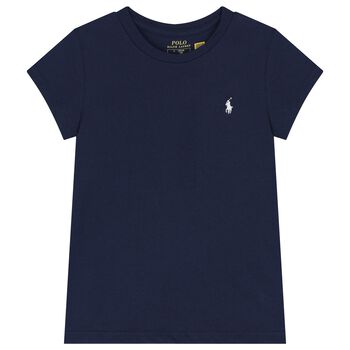 Girls Navy Blue Logo T-Shirt