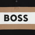 Boys Black, Beige & White Logo Polo Shirt, 1, hi-res