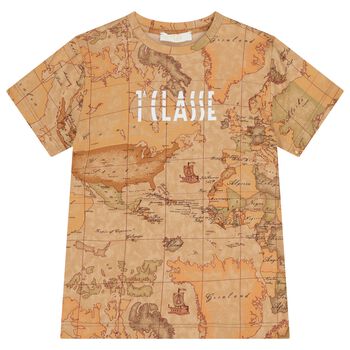 Boys Beige Geo Map T-Shirt