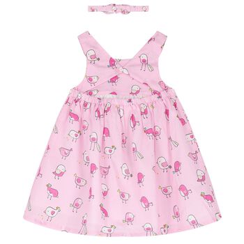 Baby Girls Pink Birds Dress Set