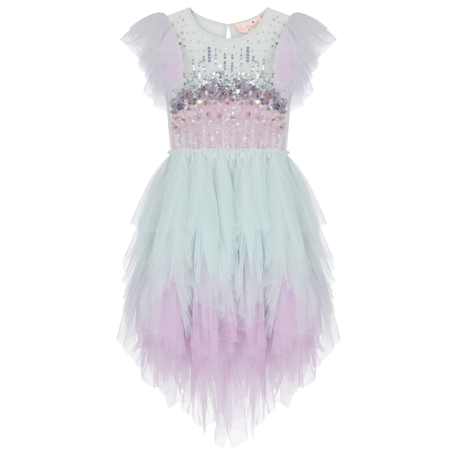 Girls Blue & Lilac Embellished Tulle Dress, 1, hi-res
