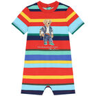 Baby Boys Multi-Colored Striped Polo Bear Romper, 1, hi-res