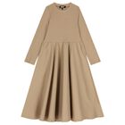 Girls Beige Logo Dress, 1, hi-res