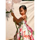 Girls Ivory Floral Satin Dress, 1, hi-res