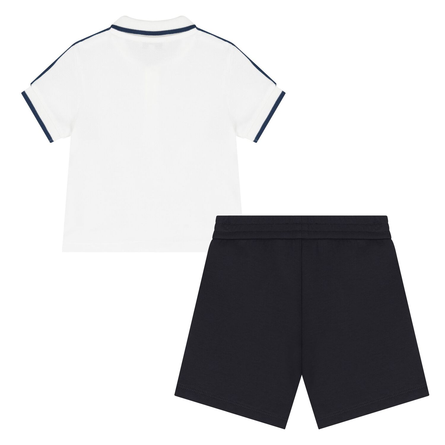 Younger Boys Ivory & Navy Blue Shorts Set, 1, hi-res