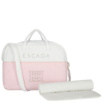 Baby Girls White & Pink Logo Changing Bag