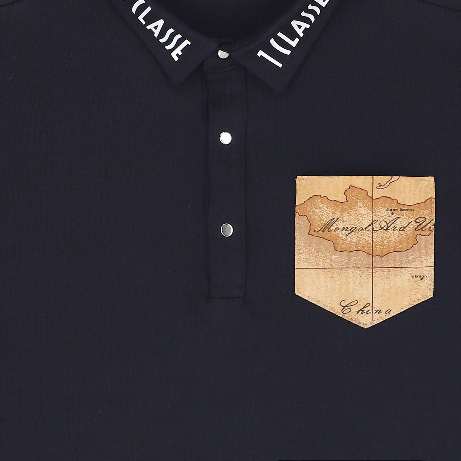 Boys Navy Blue Geo Map Polo Shirt, 1, hi-res image number null
