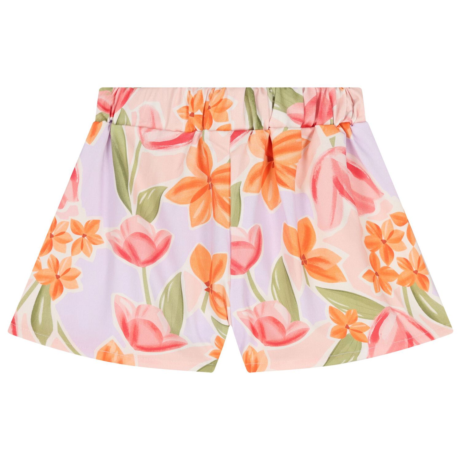 Girls Pink & Orange Floral Shorts, 1, hi-res