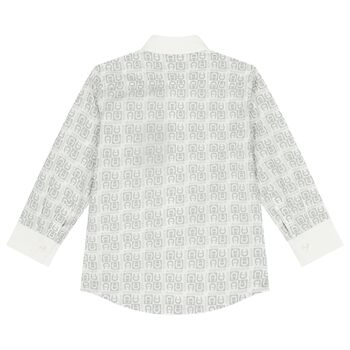 Boys White & Grey Logo Shirt