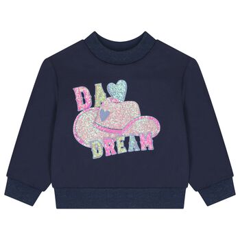 Girls Navy Blue Sequin Sweatshirt