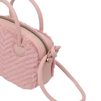 Girls Pink Faux Fur & Leather Handbag