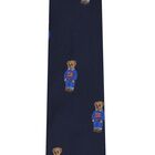 Boys Navy Blue Polo Bear Logo Tie, 1, hi-res
