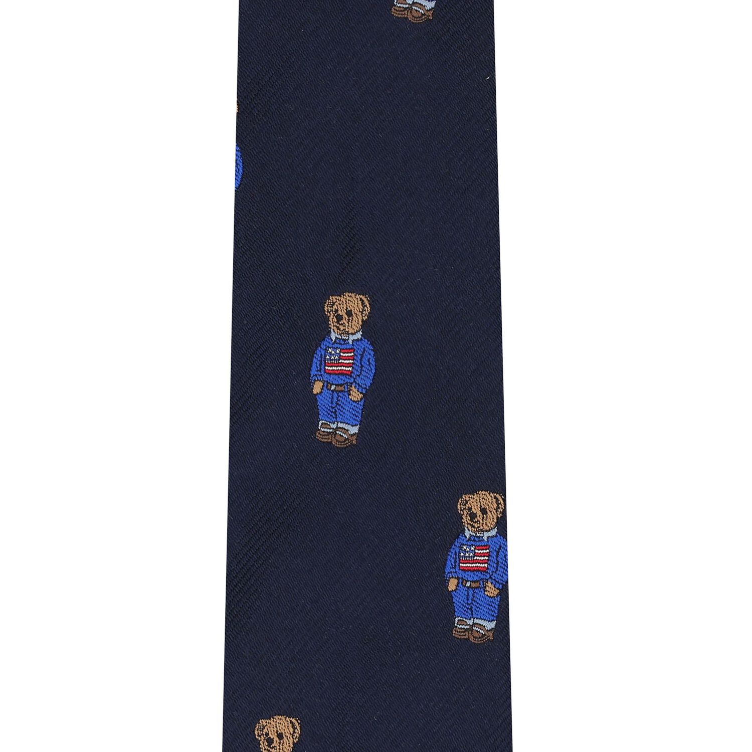 Boys Navy Blue Polo Bear Logo Tie, 1, hi-res