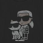 Girls Black Ikonik Karl & Choupette Long Sleeve Top, 1, hi-res