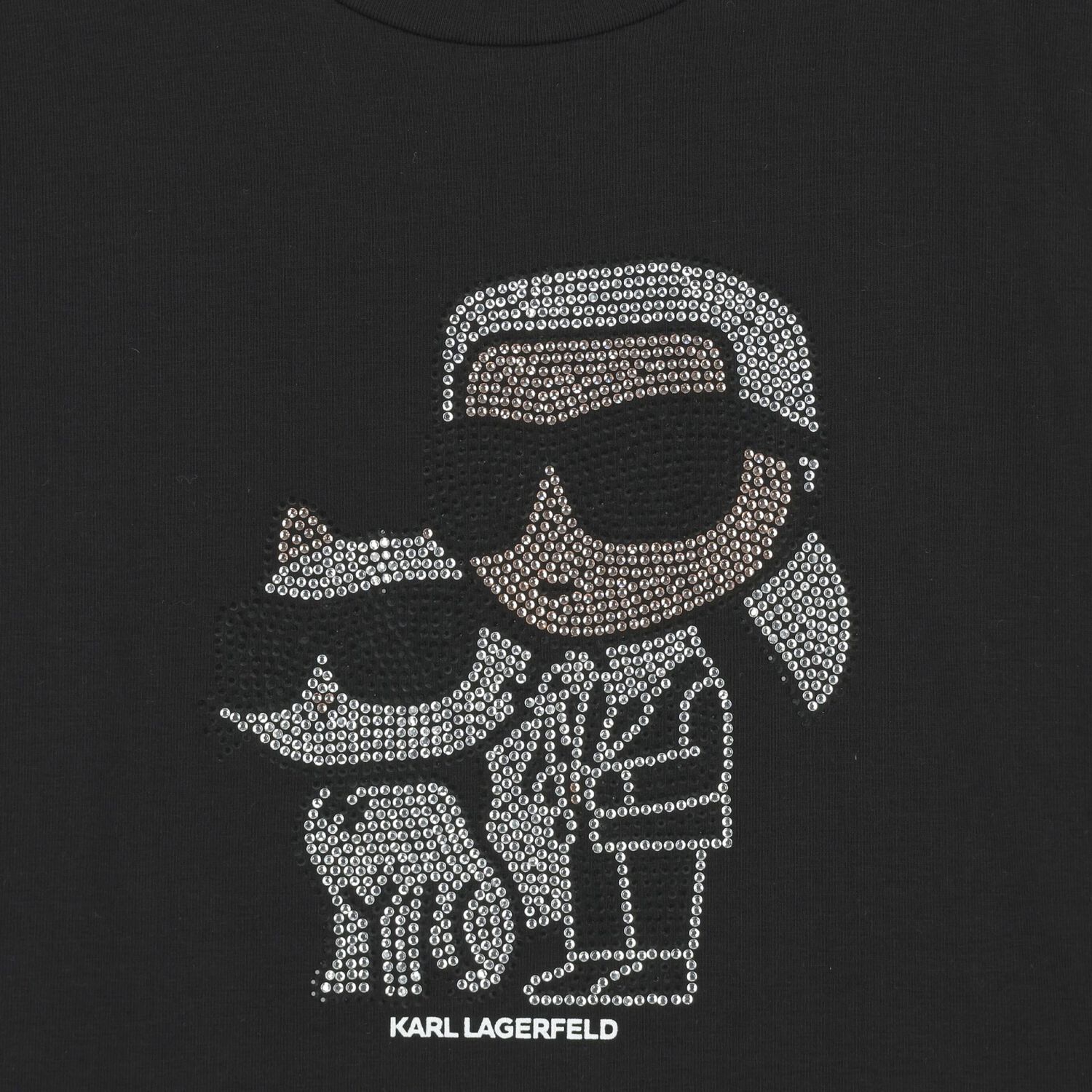 Girls Black Ikonik Karl & Choupette Long Sleeve Top, 1, hi-res