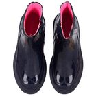 Girls Navy Blue Faux Leather Boots , 1, hi-res