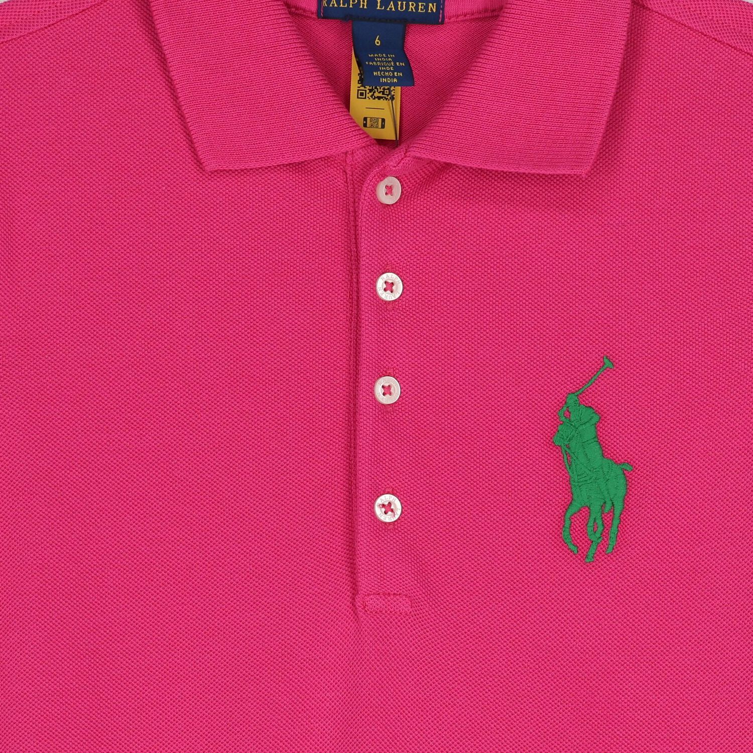 Girls Pink Logo Polo Dress, 1, hi-res