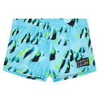 Younger Boys Blue Fish Swim Shorts, 1, hi-res