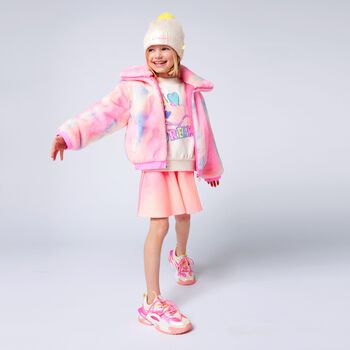 Girls Glittery Neon Pink Skirt