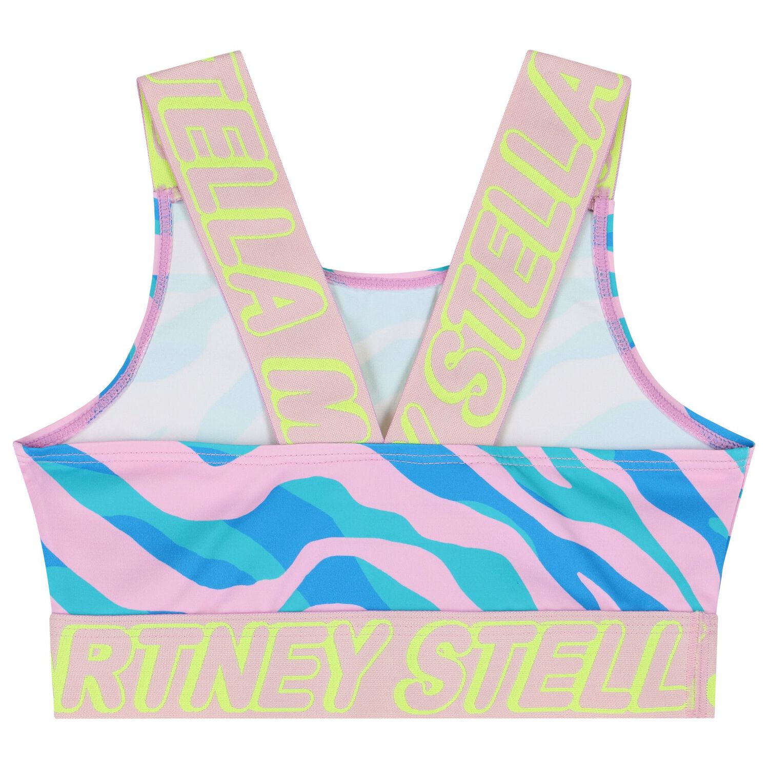 Girls Pink & Blue Logo Crop Top, 1, hi-res