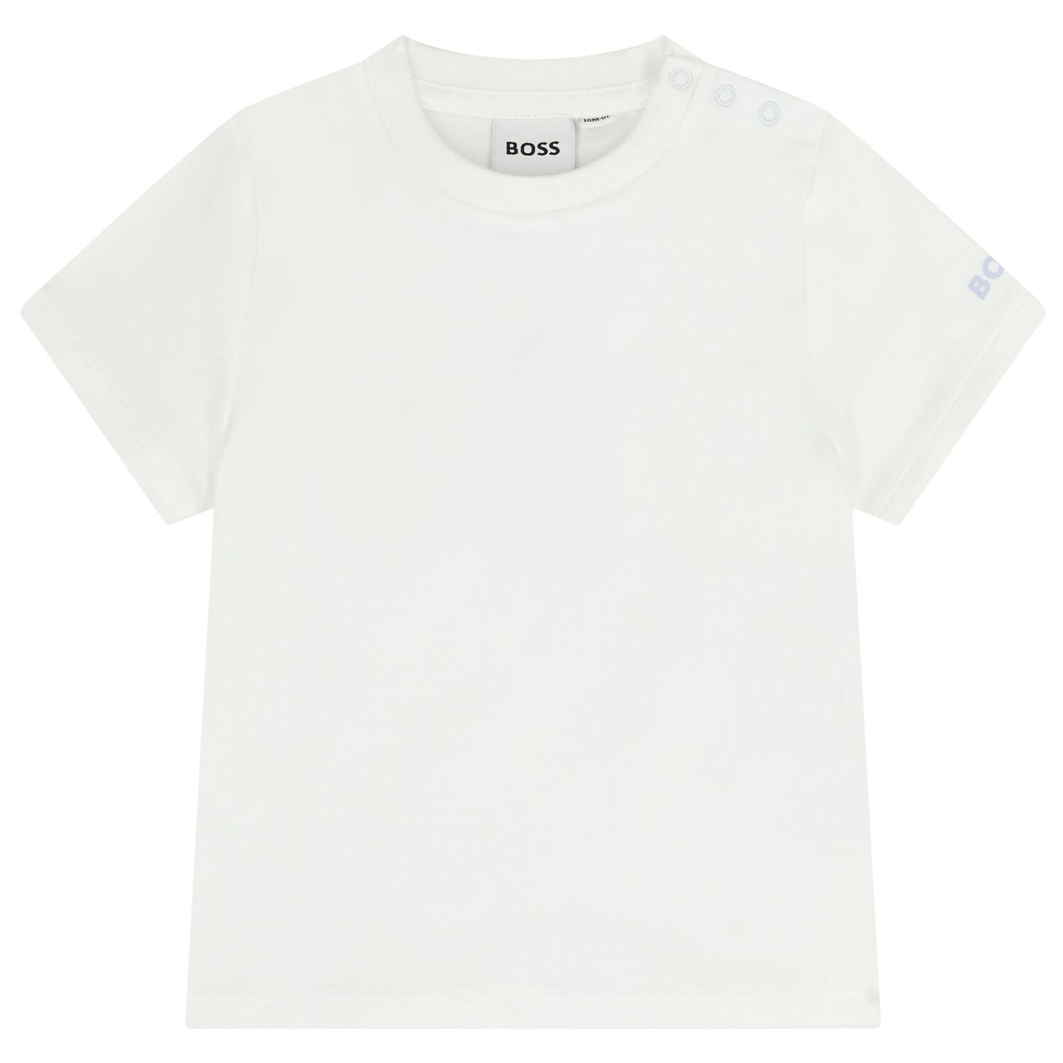 Baby Boys White & Blue Striped Logo Dungaree Set, 2, hi-res