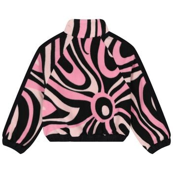 Girls Pink & Black Vortice Zip Up Top 