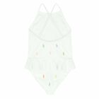 Girls White Logo Swimsuit , 1, hi-res