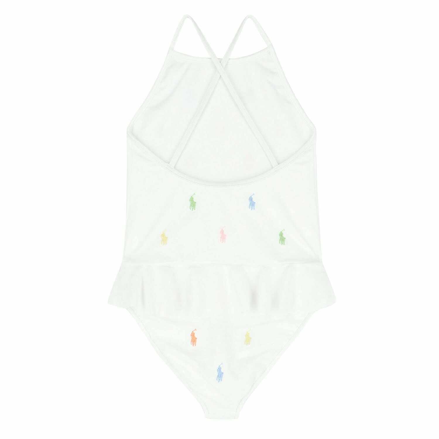 Girls White Logo Swimsuit , 1, hi-res image number null