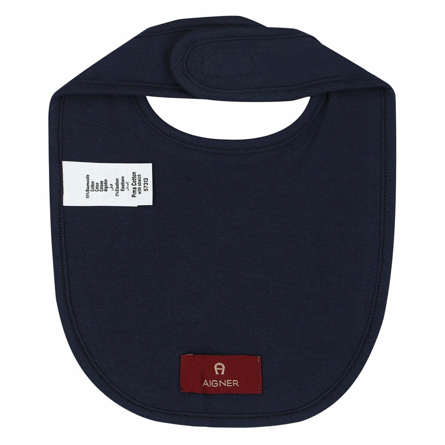 Baby Boys Navy & Gold Logo Bib, 1, hi-res