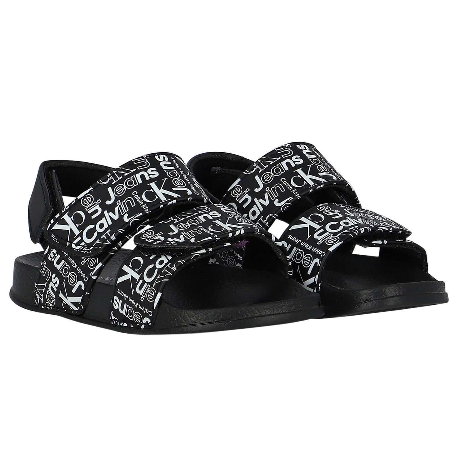 Black Logo Sandals, 1, hi-res