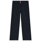 Girls Navy Blue Logo Trousers, 1, hi-res