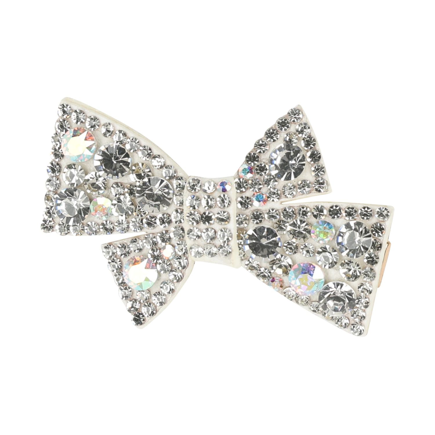 Girls White Diamante Embellished Bow Hair Clip, 3, hi-res