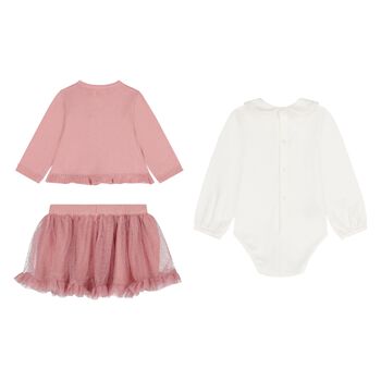 Baby Girls Pink & Ivory Piece Skirt Set