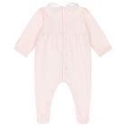 Baby Girls White & Pink Babygrow, 1, hi-res