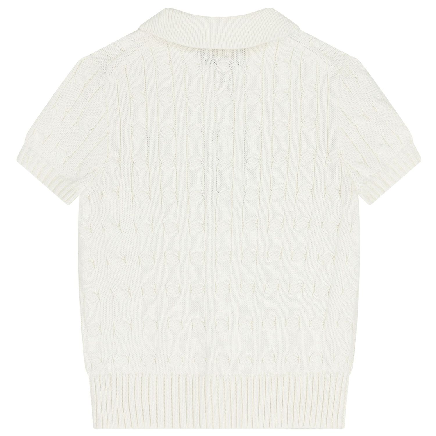 Boys Ivory Logo Knit Polo Shirt , 1, hi-res