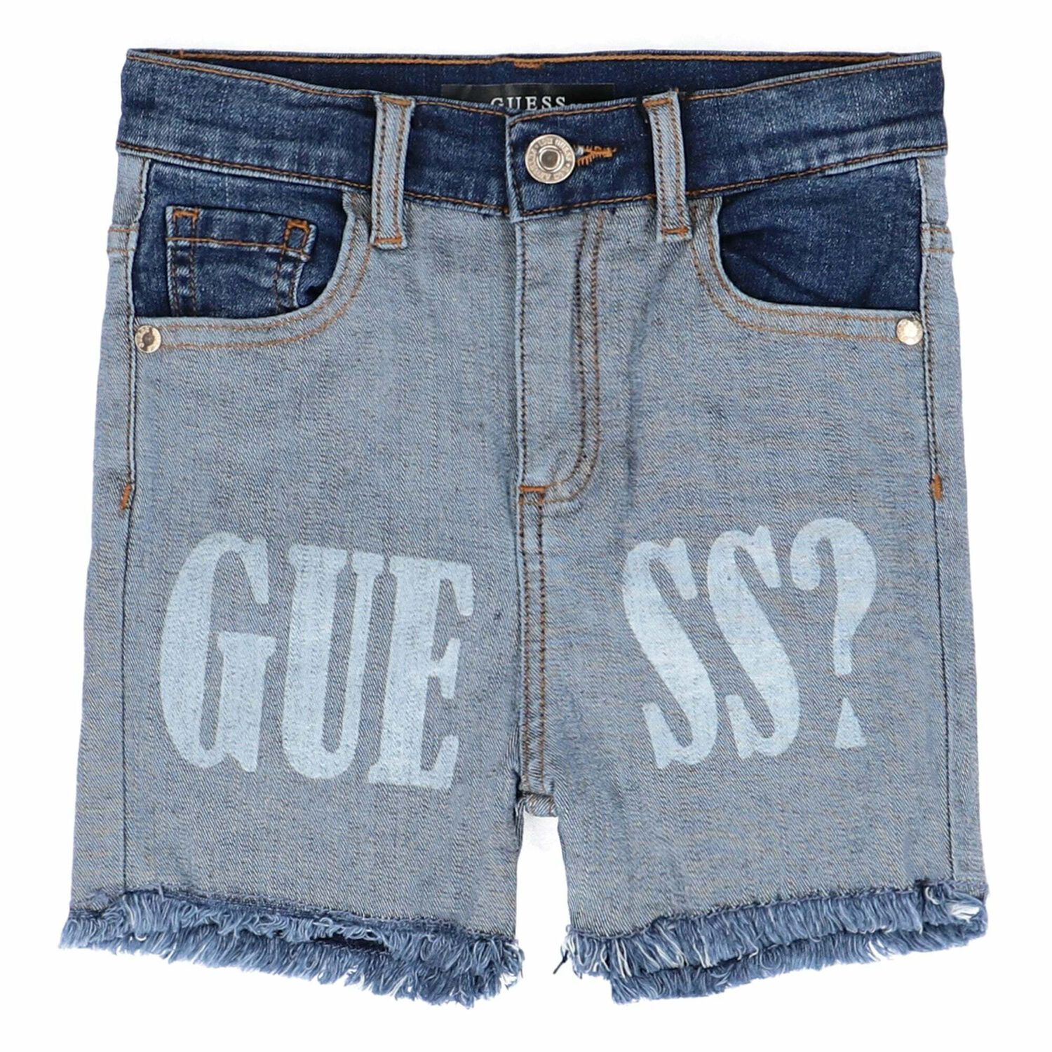 Girls Blue Denim Logo Shorts, 1, hi-res
