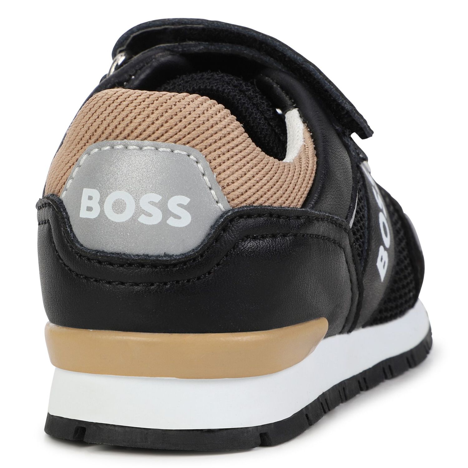 Younger Boys Black & Beige Logo Trainers, 1, hi-res image number null