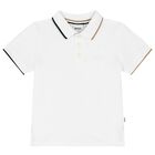 Younger Boys White Logo Polo Shirt, 2, hi-res