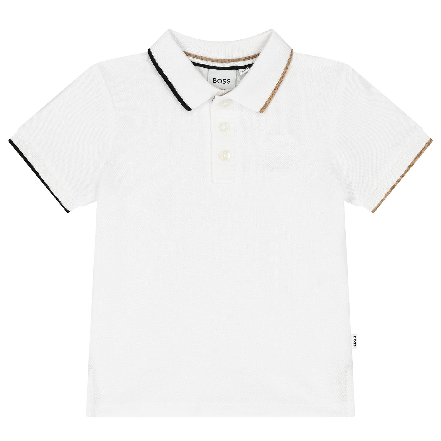 Younger Boys White Logo Polo Shirt, 2, hi-res