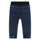 Baby Boys Ivory & Blue Teddy Bear Logo Trousers Set , 1, hi-res