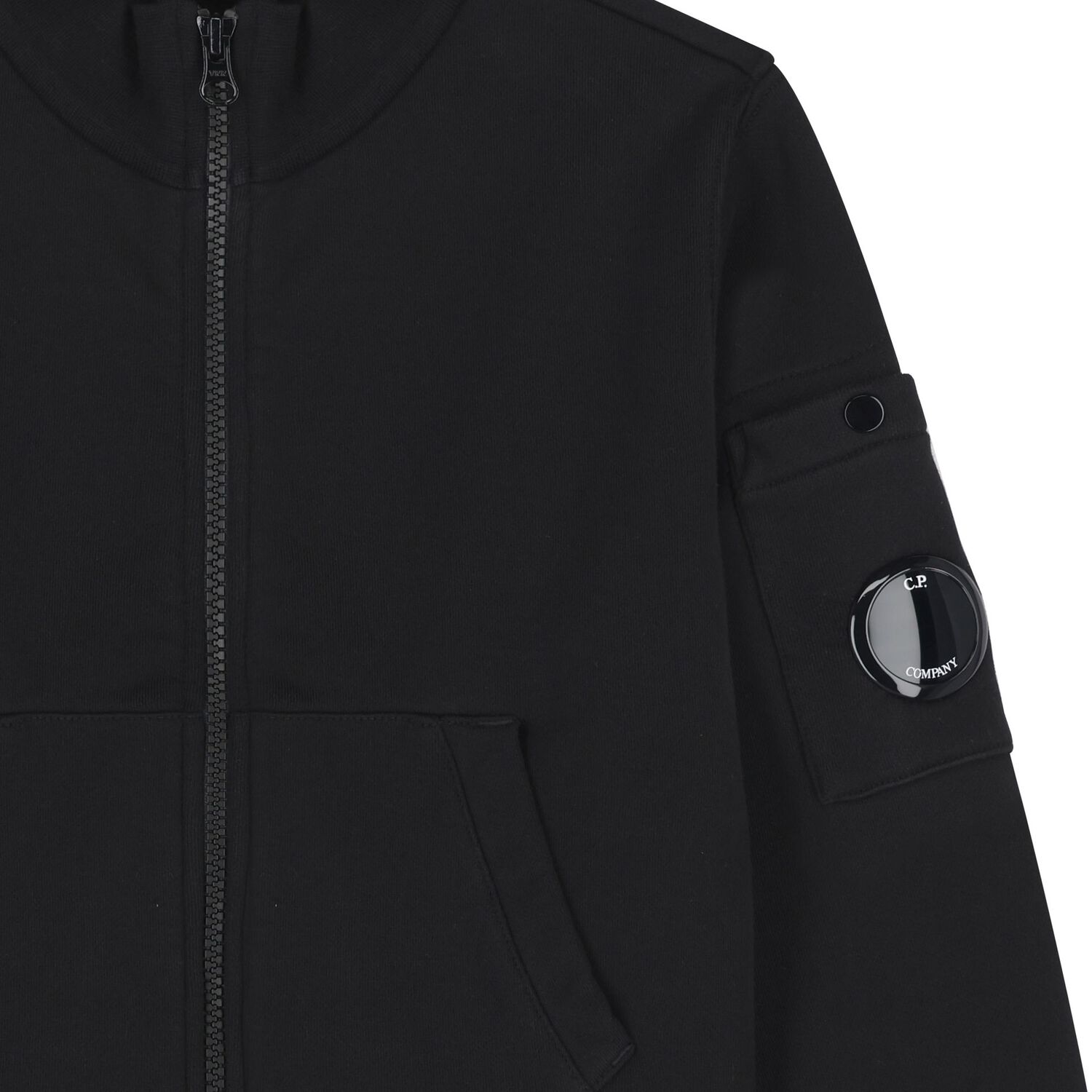 Boy Black Logo Zip Up Top, 1, hi-res