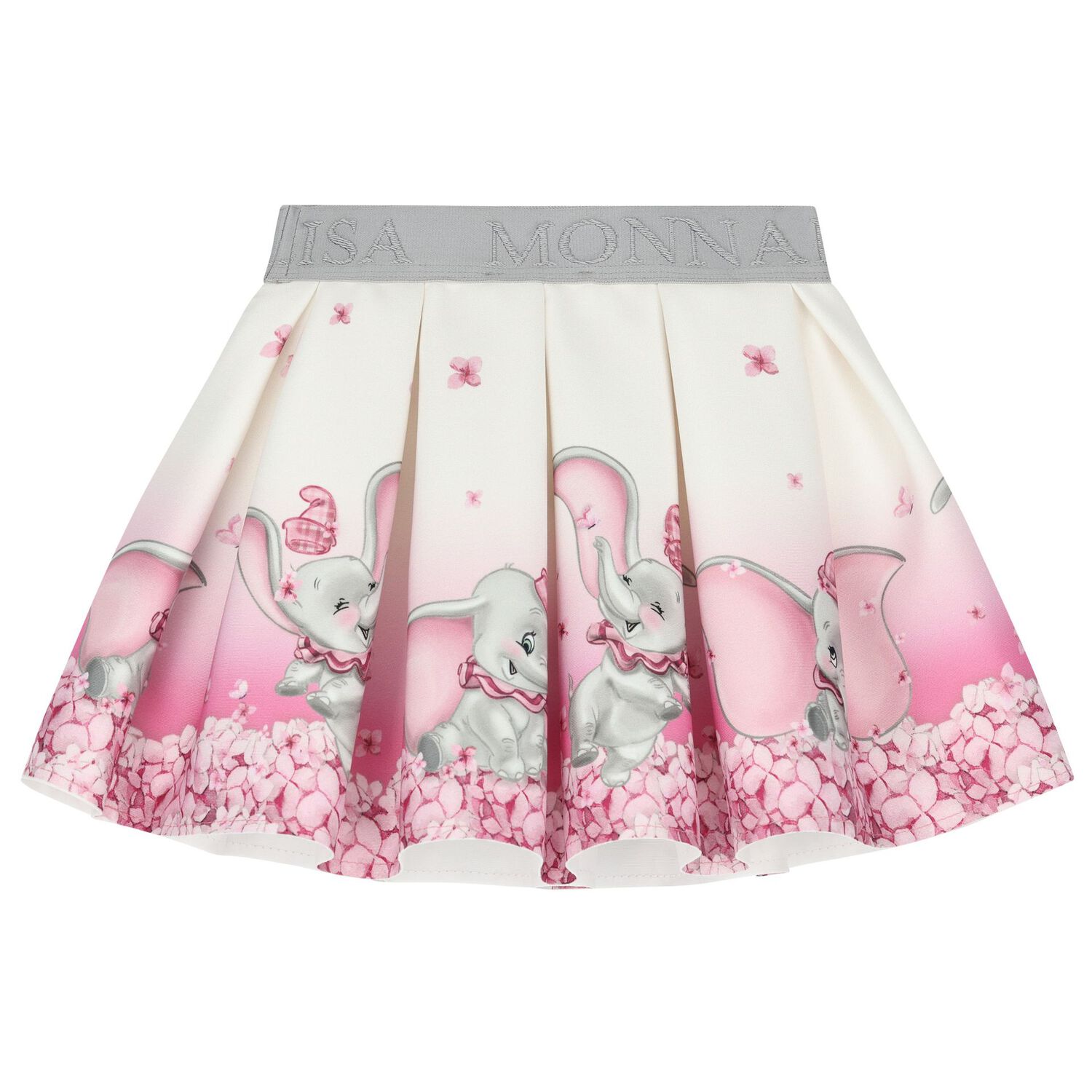 Baby Girls Ivory & Pink Disney Logo Pleated Skirt, 1, hi-res