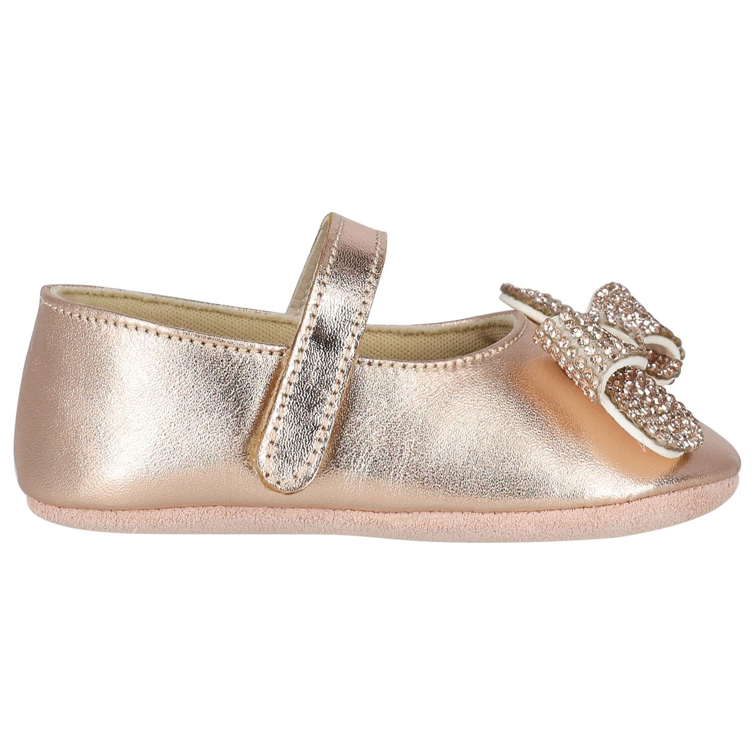 Baby Girls Rose Gold Crystal Shoes, 2, hi-res image number null